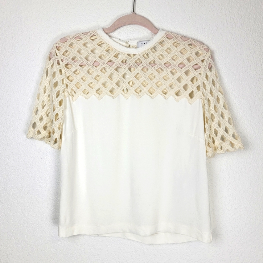 Sandro Lattice Lace White Blouse 2/ Medium